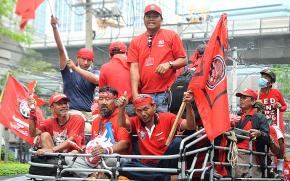 Red Shirt protesters demonstrating in Bangkok in March