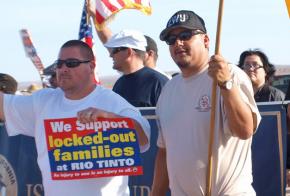 A solidarity march for locked-out workers in Boron