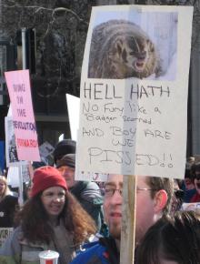 Workers from across Wisconsin demonstrated their anger at Scott Walker's anti-union law