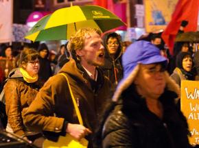 Occupy Boston on the march on November 17