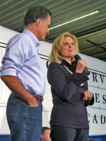Ann Romney addresses her husband's supporters at a campaign rally