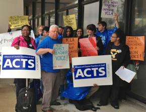 Youth Connection Leadership Academy teachers and allies hold a press conference