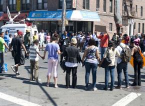 Protesters stop traffic to remember Shantel in the Church Avenue intersection where she was murdered