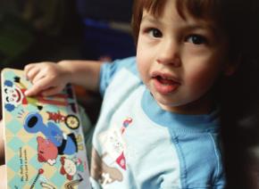 A young boy in speech therapy