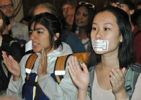 Supporters of fired UIUC professor Steven Salaita rally at a press conference
